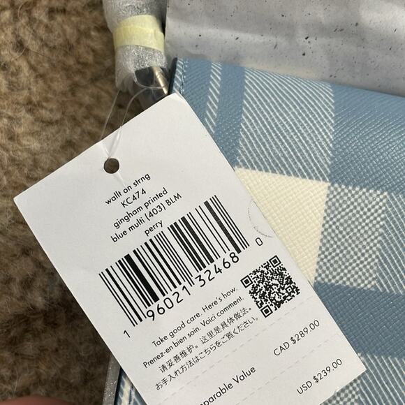 kate spade new york Plaid PVC Exterior Bags & Handbags for  Kate Spade Crossbody‎ Bag Small Blue Gingham Plaid New Retails $289 Cottagecore